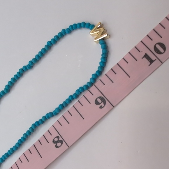 BaubleBar Turquoise Beaded Necklace with M initial - Picture 3 of 3